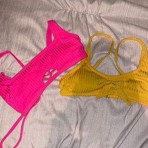 2 bathing suit tops